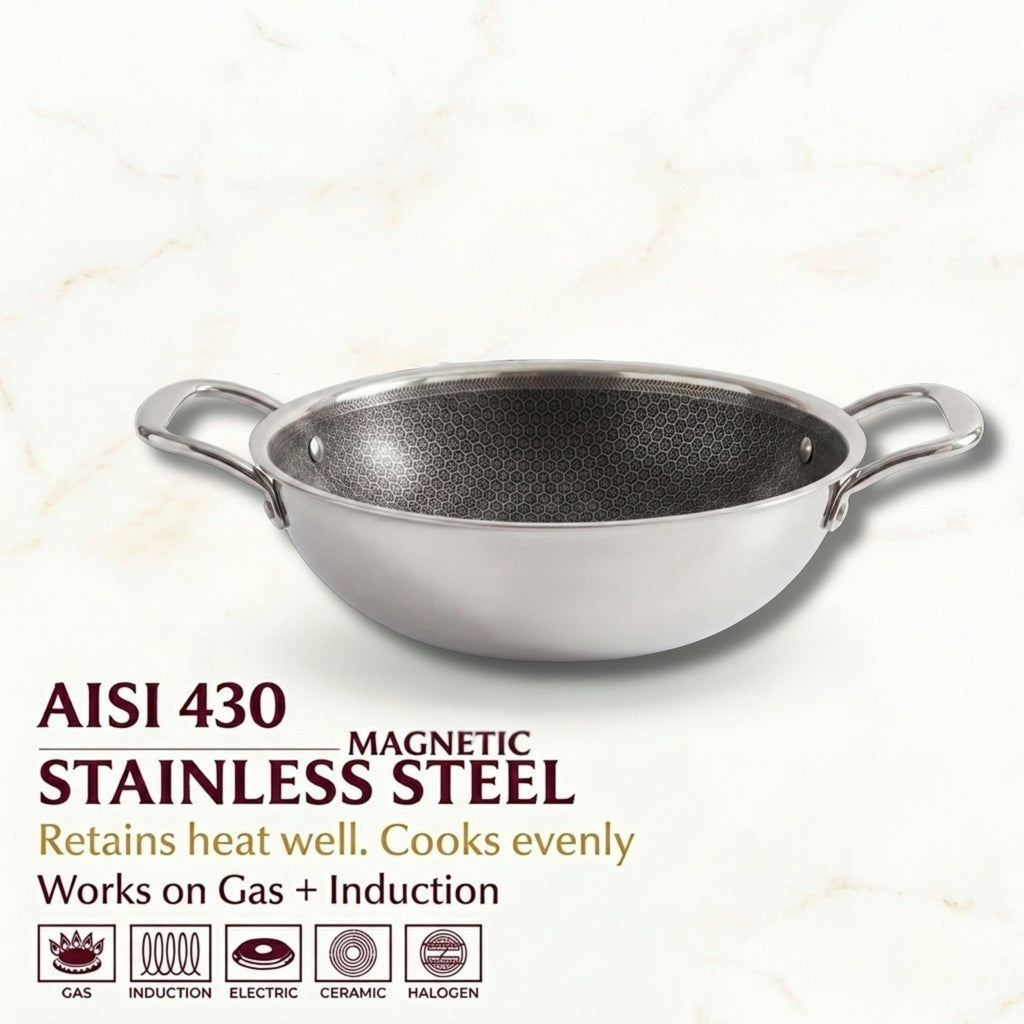 KEERTI Honeycomb Tri-ply Kadhai (Multiple Size)