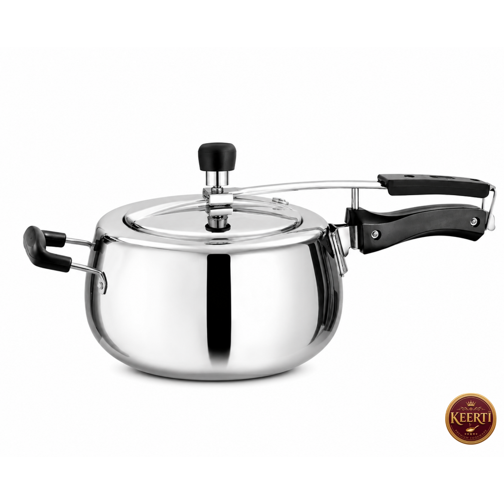 "KEERTI Tri-Ply Stainless Steel Curve Pressure Cooker