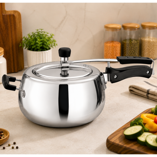 "KEERTI Tri-Ply Stainless Steel Curve Pressure Cooker