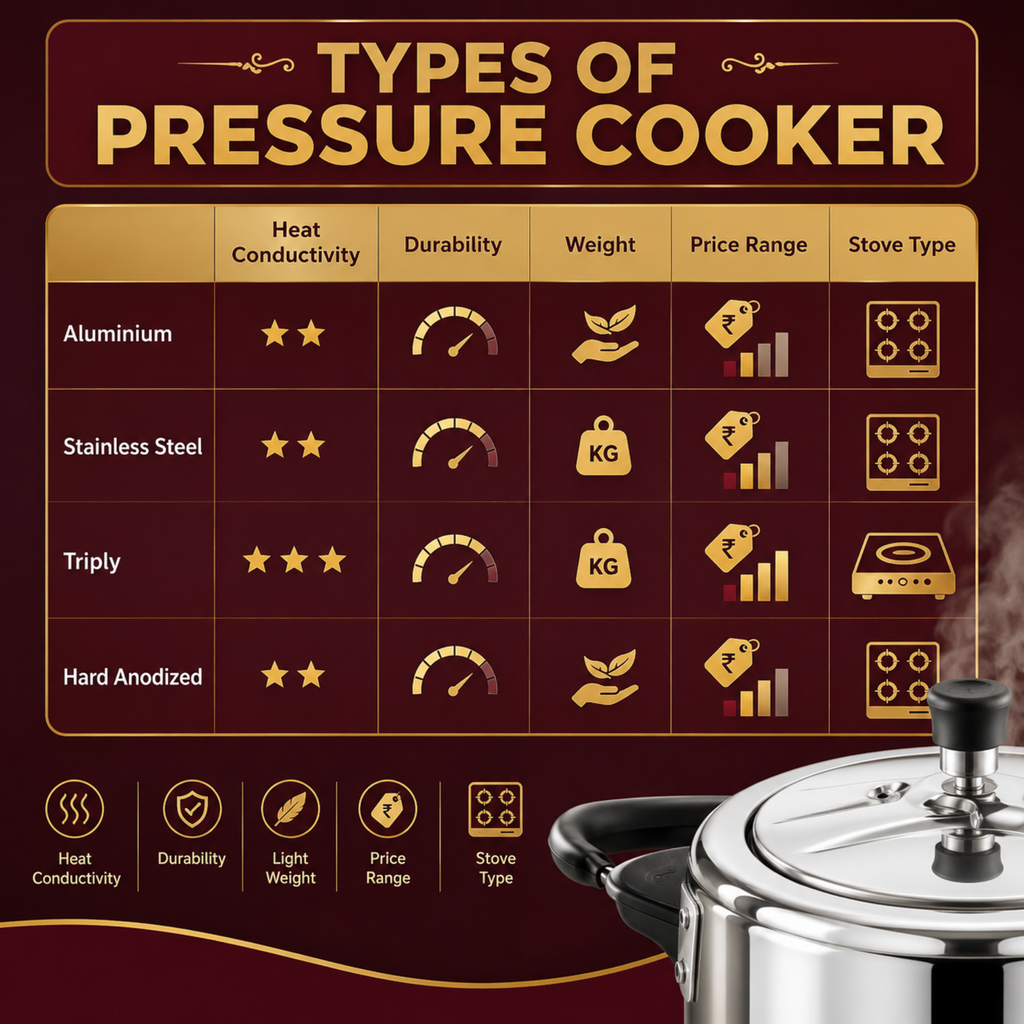 "KEERTI Tri-Ply Stainless Steel Curve Pressure Cooker
